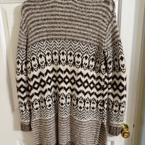 Cozy Vibe Alert! American Eagle Outfitters Longline Fair Isle Cardigan Sweater S - Picture 7 of 9
